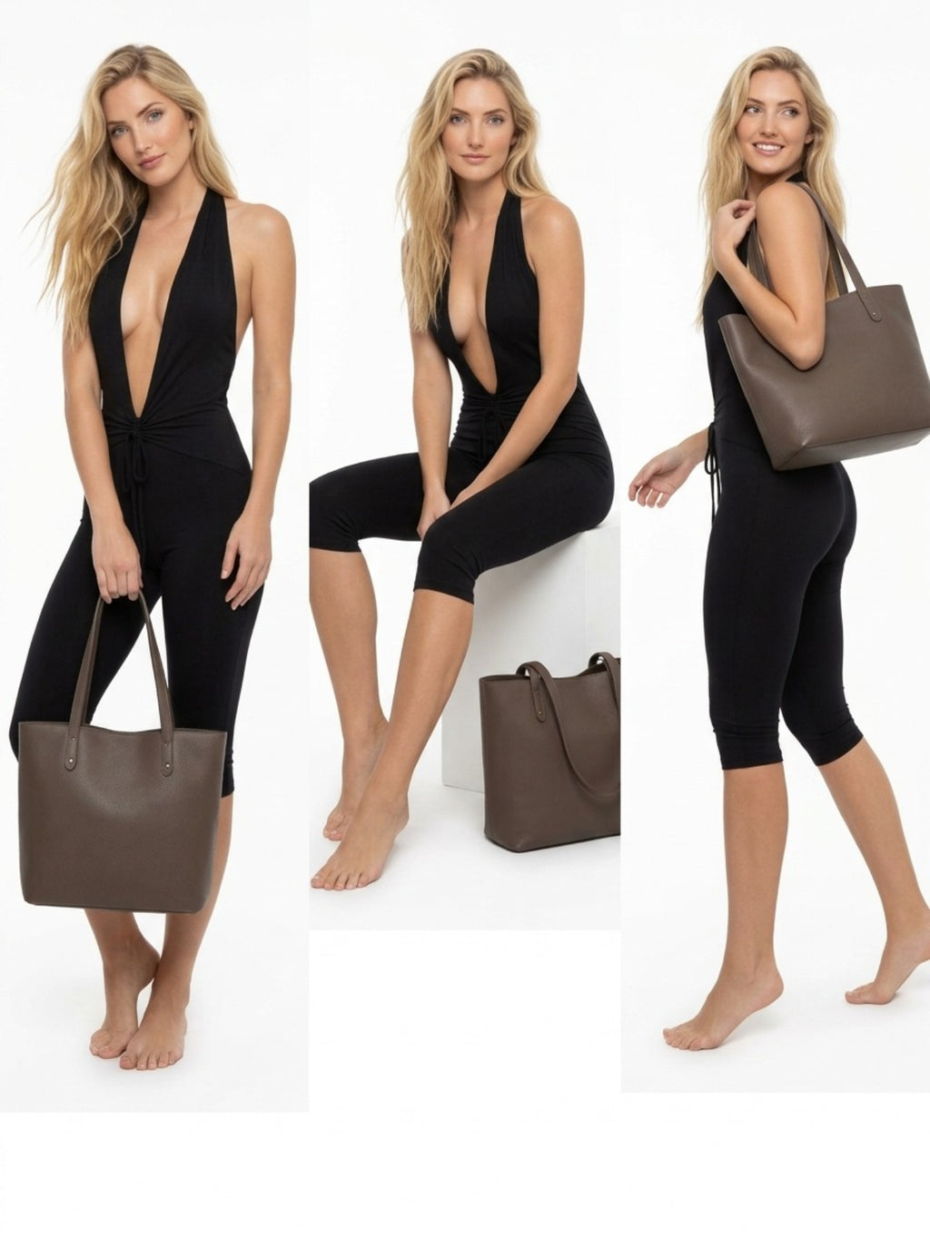 Snatched Halter Neck Jumpsuit - Deep V Tie Front Wide Leg Cropped Romper For Casual Outing
